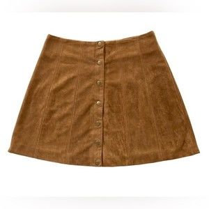 Honey Punch Brown Suede Button Front Mini Skirt Size M